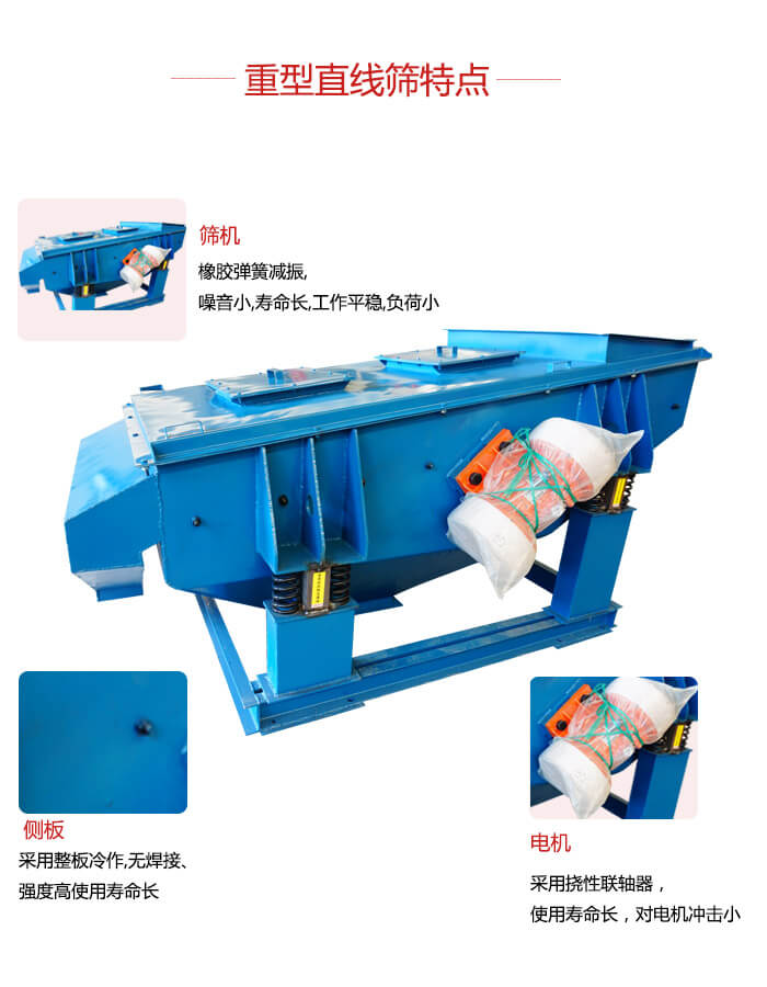 重型直線篩：篩機，側(cè)板，電機展示圖