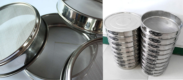 標準土壤篩，篩框與篩網(wǎng)展示圖。