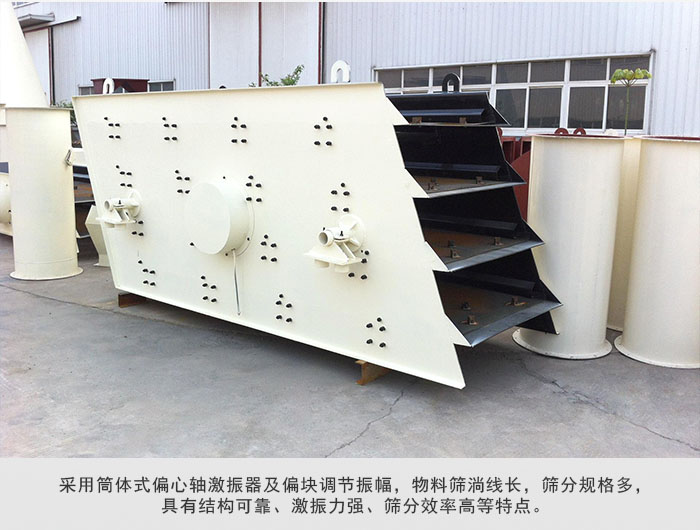 圓振動篩 采用筒體式偏心軸激振器及偏心塊調節(jié)振幅。