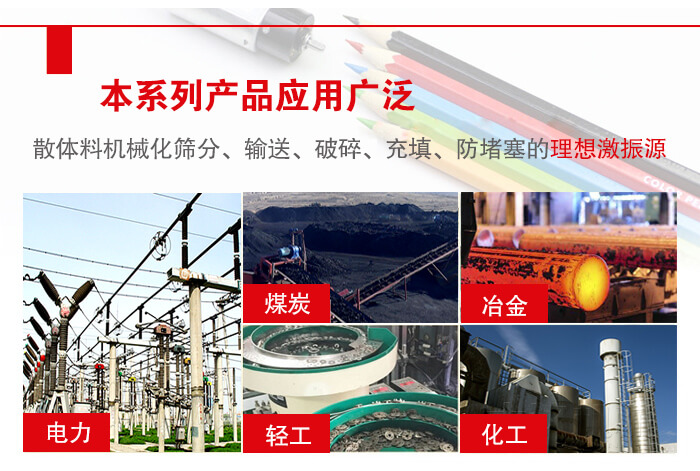 yzs振動(dòng)電機(jī)多用于物料的篩分，輸送（短距離），破碎，充填等作用。